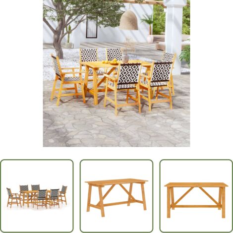 vidaXL Tavolo da pranzo esterno -  Set Mobili da Pranzo per Giardino 7 pz Legno Massello di Acacia