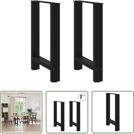 vidaXL Tavolo da pranzo -  Gambe per tavolo da pranzo nere 2 pz 60x(72-73) cm in acciaio