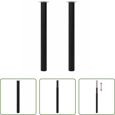 vidaXL Tavolo da pranzo -  Gambe Telescopiche per Tavolo 2 pz Nere 710 mm-1100 mm