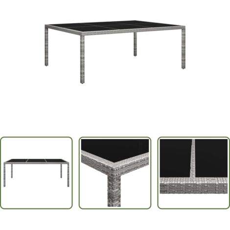 vidaXL Tavolo da pranzo in acciaio -  Tavolo da Pranzo da Giardino Grigio 200x150x74 cm in Polyrattan