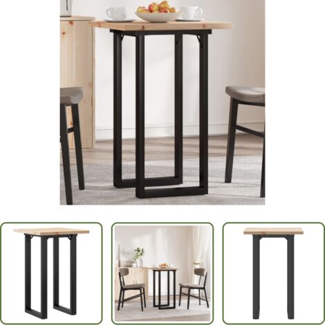 vidaXL Tavolo da pranzo in acciaio -  Tavolo da Pranzo Telaio a O 50x50x75,5 cm Legno Pino e Acciaio