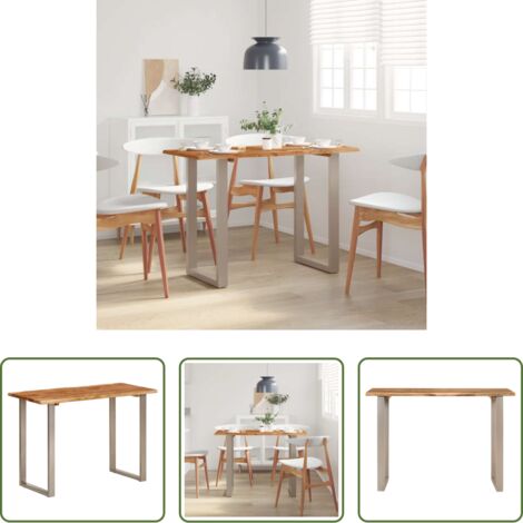 vidaXL Tavolo da pranzo in legno massello -  Tavolo da Pranzo 110x50x76 cm Legno Massello di Acacia