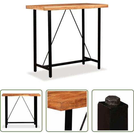 vidaXL Tavolo da pranzo in legno -  Tavolino da Bar in Legno Massello di Acacia 120x60x107 cm