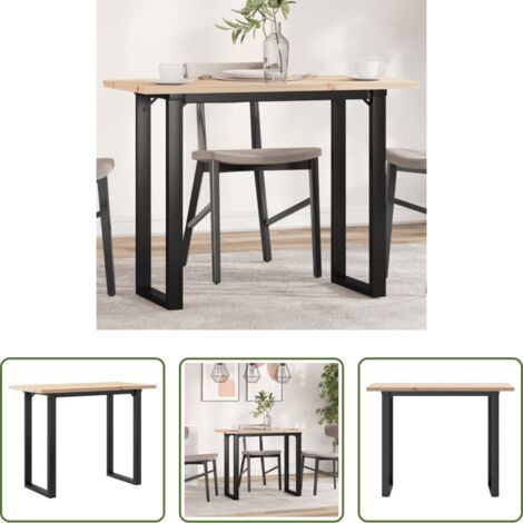 vidaXL Tavolo da pranzo in pino -  Tavolo da Pranzo Telaio a O 100x50x75,5 cm Legno Pino e Acciaio