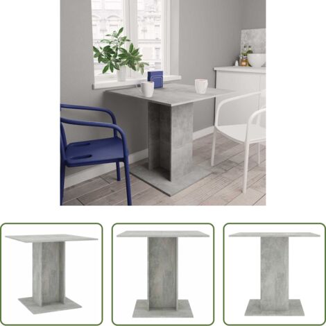 vidaXL Tavolo da pranzo minimalista -  Tavolo da Pranzo Grigio Cemento 80x80x75 cm Legno Multistrato