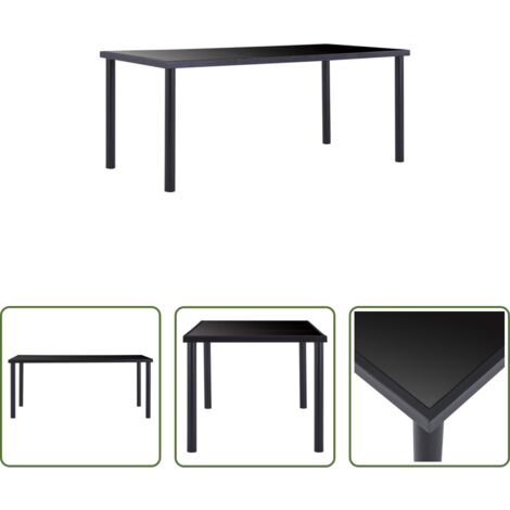 vidaXL Tavolo da pranzo moderno -  Tavolo da Pranzo Nero 180x90x75 cm in Vetro Temperato