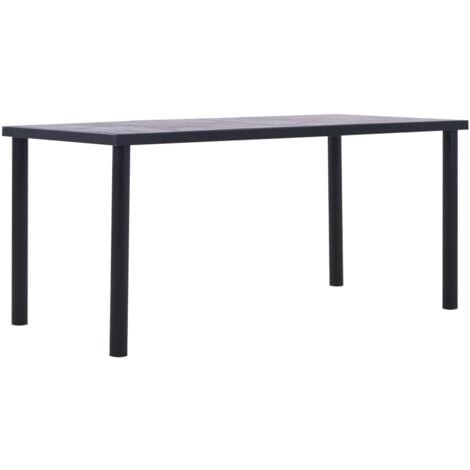 vidaXL Tavolo da Pranzo Nero e Grigio Cemento 160x80x75 cm in MDF