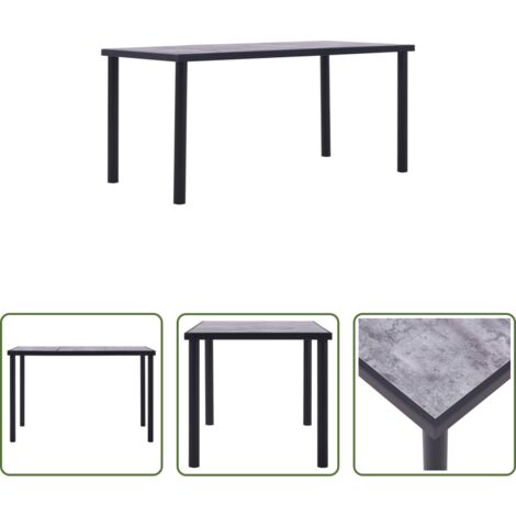 vidaXL Tavolo da pranzo nero e grigio cemento -  Tavolo da Pranzo Nero e Grigio Cemento 160x80x75 cm in MDF