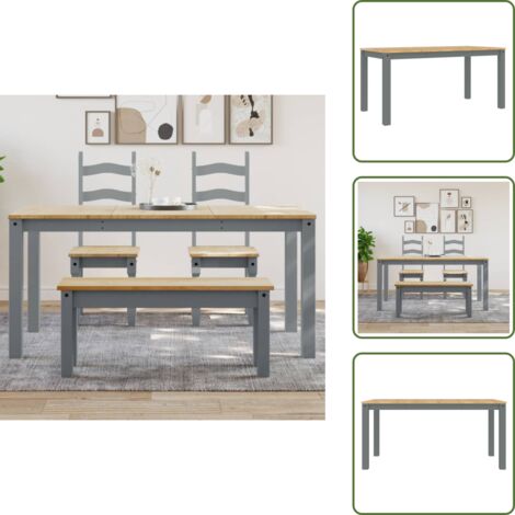 - vidaXL Tavolo da Pranzo Panama Grigio 160x80x75 cm Legno Massello Pino -