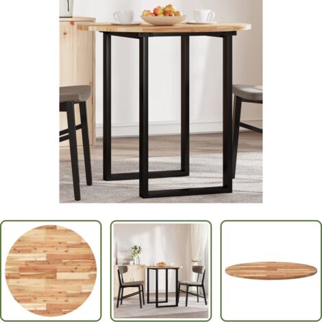 vidaXL Tavolo da pranzo - Piano Tavolo Rotondo Ø80x2 cm in Legno Massello di Acacia