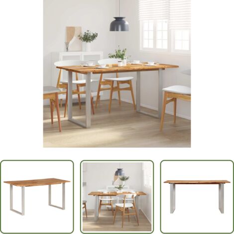 vidaXL Tavolo da pranzo rustico -  Tavolo da Pranzo 154x80x76 cm in Legno Massello di Acacia