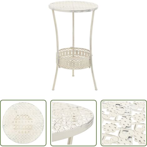 vidaXL Tavolo da pranzo -  Tavolino da Bar Vintage Circolare in Metallo 40x70cm Bianco