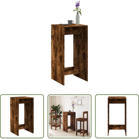 vidaXL Tavolo da pranzo -  Tavolo da Bar Rovere Fumo 51x50x103,5 cm in Legno Multistrato