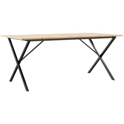 vidaXL Tavolo da Pranzo Telaio a X 180x90x75 cm Legno Pino e Acciaio