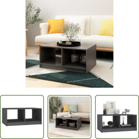 vidaXL Tavolo da salotto grigio -  Tavolino da Salotto Grigio 75x50x33,5 cm Legno Massello di Pino