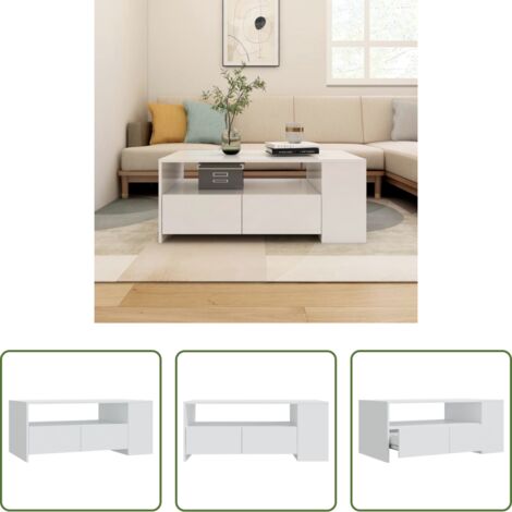 vidaXL Tavolo da salotto in legno -  Tavolino da Salotto Bianco 102x55x42 cm in Legno Multistrato