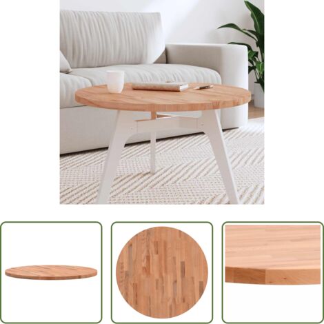 vidaXL Tavolo da salotto -  Piano per Tavolo Ø70x2,5 cm Rotondo in Legno Massello di Faggio