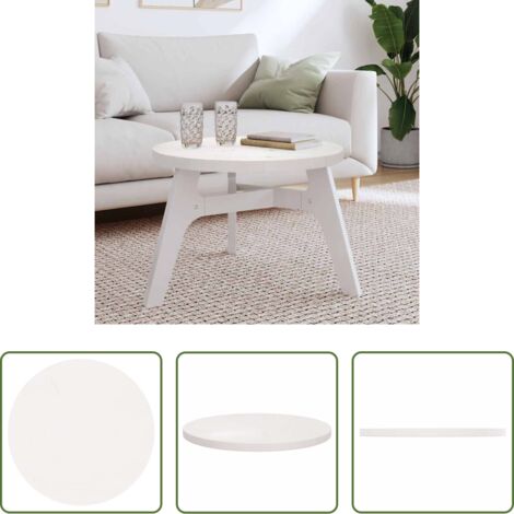 vidaXL Tavolo da soggiorno in legno -  Piano Tavolo Rotondo Bianco Ø60x3 cm in Legno Massello di Pino