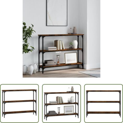 vidaXL Tavolo da soggiorno -  Tavolino Consolle Rovere Fumo 100x22,5x75 cm Legno Multistrato