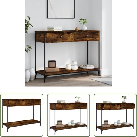 vidaXL Tavolo da soggiorno -  Tavolino Consolle Rovere Fumo 100x34,5x75cm Legno Multistrato