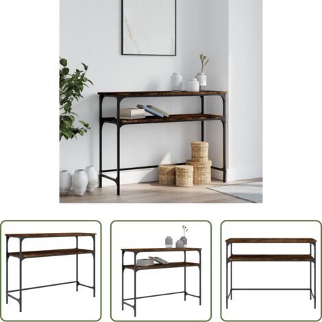 vidaXL Tavolo da soggiorno -  Tavolino Consolle Rovere Fumo 100x35,5x75cm Legno Multistrato