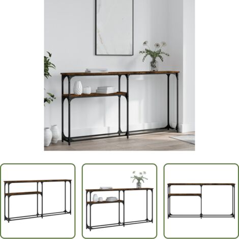 vidaXL Tavolo da soggiorno -  Tavolino Consolle Rovere Fumo 145x22,5x75 cm Legno Multistrato