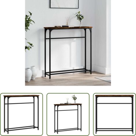 vidaXL Tavolo da soggiorno -  Tavolino Consolle Rovere Fumo 75x19,5x75cm in Legno Multistrato