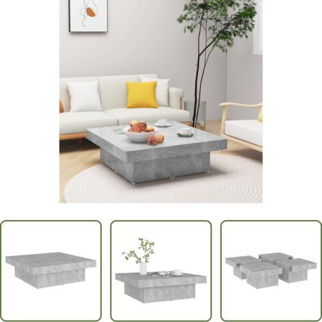 vidaXL Tavolo da soggiorno -  Tavolino da Salotto Grigio Cemento 90x90x28cm Legno Multistrato