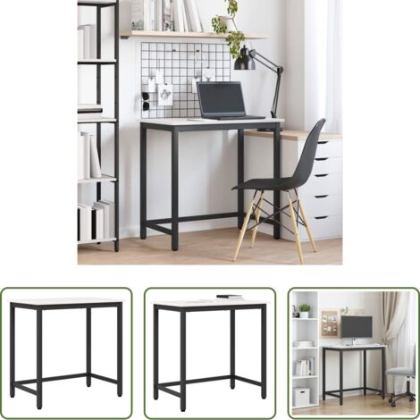 vidaXL Tavolo da soggiorno -  tavolo Bianco 80 x 50 x 77 cm Legno ingegnerizzato e acciaio