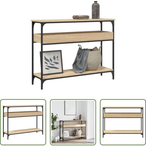 vidaXL Tavolo da soggiorno -  Tavolo Consolle con Ripiano Rovere Sonoma 100x29x75cm Legno Aggregato