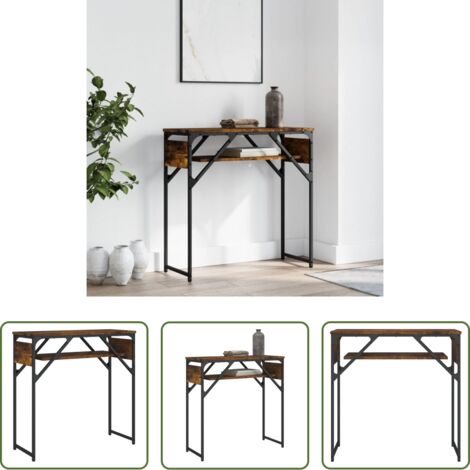 vidaXL Tavolo da soggiorno -  Tavolo Consolle Ripiano Rovere Fumo 75x30x75 Legno Multistrato