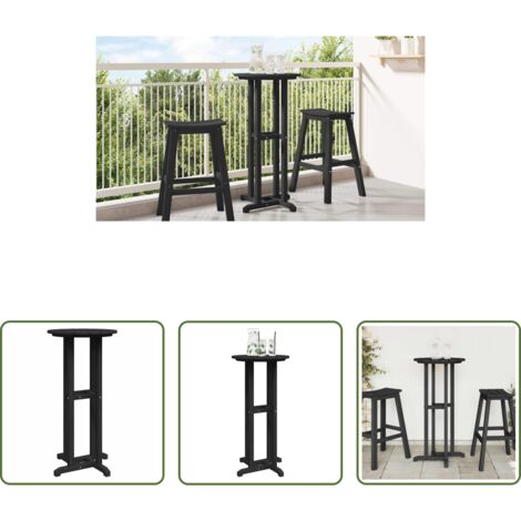 vidaXL Tavolo da terrazza -  Tavolo da bar Nero 55 x 55 x 107 cm Polietilene