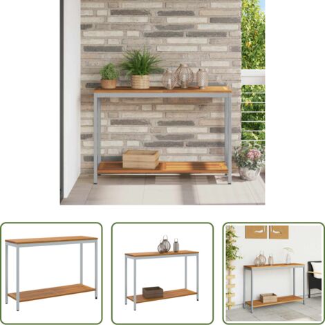 vidaXL Tavolo da terrazza -  Tavolo da Esterno Naturale e Grigio 110 x 35 x 75 cm