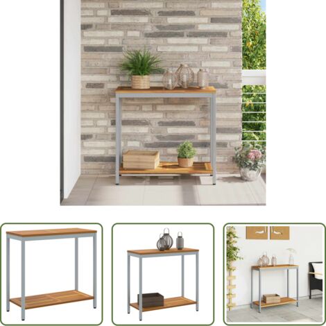 vidaXL Tavolo da terrazza -  Tavolo da Esterno Naturale e Grigio 80 x 35 x 75 cm