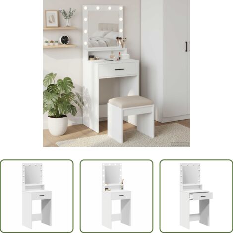 vidaXL Tavolo da trucco con cassetti -  Tavolo da Trucco Bianco 50 x 41 x 135 cm Legno multistrato