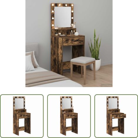 vidaXL Tavolo da trucco con cassetti -  Tavolo da Trucco Rovere fumé 50 x 41 x 135 cm Legno multistrato