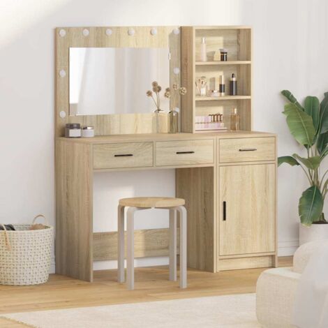 vidaXL Tavolo da Trucco con cassetto 2 pcs Marrone Legno
