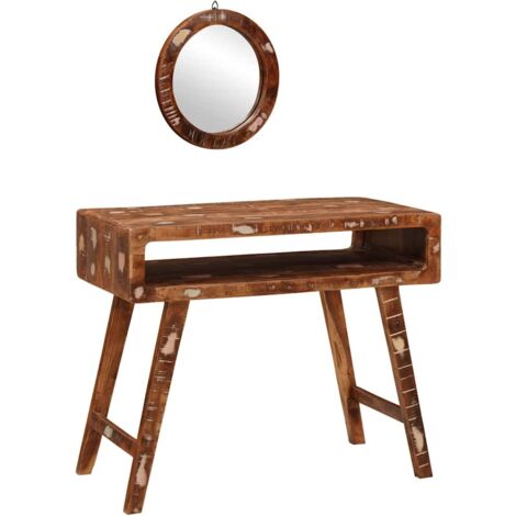 vidaXL Tavolo da Trucco con specchio Marrone Legno di recupero solido