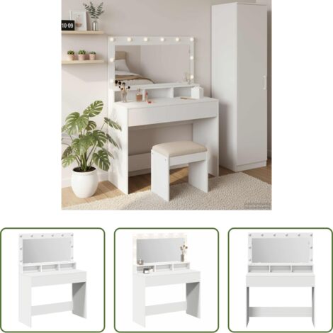 vidaXL Tavolo da trucco con specchio -  Tavolo da Trucco Bianco 100 x 41 x 135 cm Legno multistrato