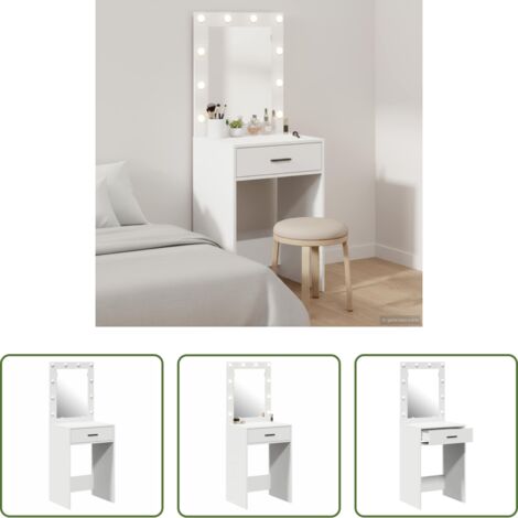 vidaXL Tavolo da trucco con specchio -  Tavolo da Trucco Bianco 50 x 41 x 135 cm Legno multistrato