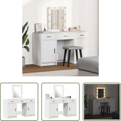 vidaXL Tavolo da trucco con specchio -  Tavolo da Trucco Bianco 50 x 41 x 135 cm Legno multistrato