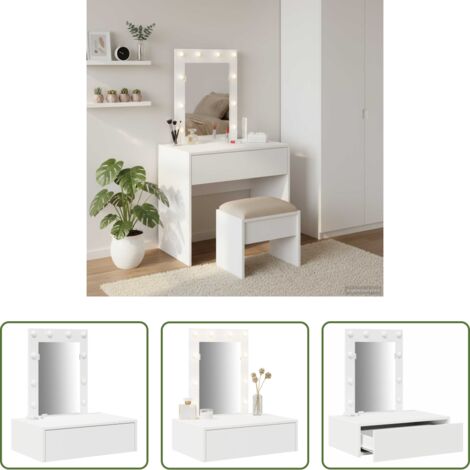 vidaXL Tavolo da trucco con specchio -  Tavolo da Trucco Bianco 60 x 40 x 70 cm Legno multistrato