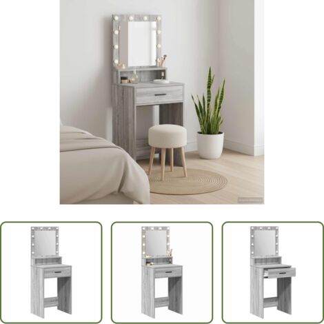 vidaXL Tavolo da trucco con specchio -  Tavolo da Trucco con cassetto Grigio Sonoma 50 x 41 x 135 cm