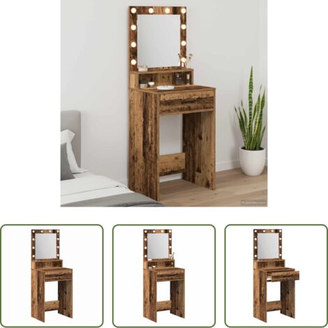 vidaXL Tavolo da trucco con specchio -  Tavolo da Trucco con cassetto Legno vecchio 50 x 41 x 135 cm