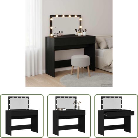 vidaXL Tavolo da trucco con specchio -  Tavolo da Trucco con cassetto Rovere Nero 100 x 40 x 120 cm