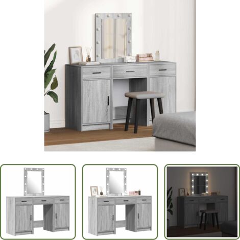 vidaXL Tavolo da trucco con specchio -  Tavolo da Trucco Grigio 50 x 41 x 135 cm Legno multistrato