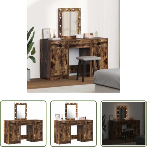 vidaXL Tavolo da trucco con specchio -  Tavolo da Trucco Marrone 50 x 41 x 135 cm Legno multistrato