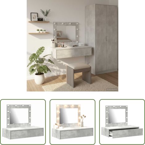 vidaXL Tavolo da trucco grigio -  Tavolo da Trucco Grigio 83 x 40 x 70 cm Legno multistrato