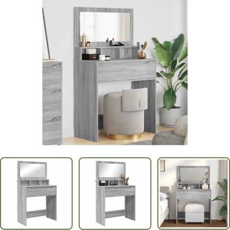 vidaXL Tavolo da trucco moderno -  Tavoli da Trucco per Camera da Letto con cassetto Grigio Sonoma