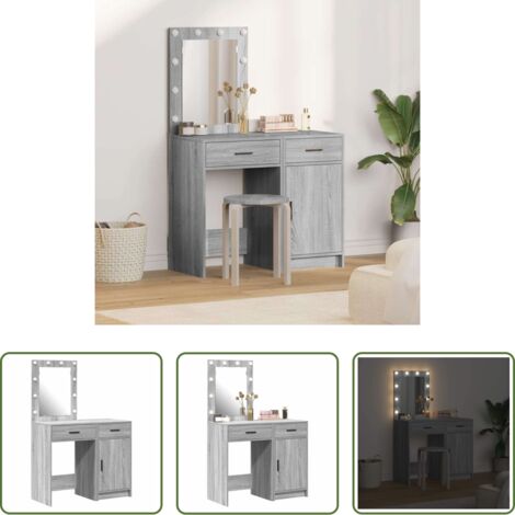 vidaXL Tavolo da trucco moderno -  Tavolo da Trucco con cassetto 2 pcs Grigio 50 x 41 x 135 cm